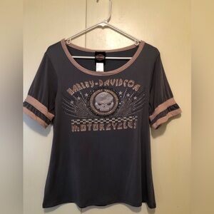 Harley Davidson Skull With Bling Top